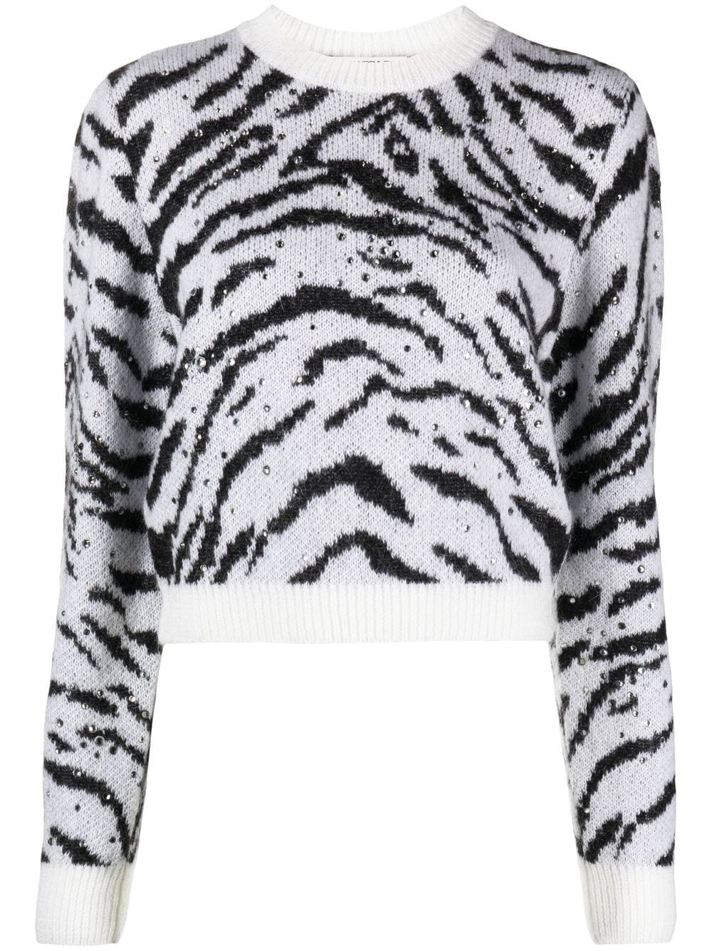 Black and white animalier printed sweater women